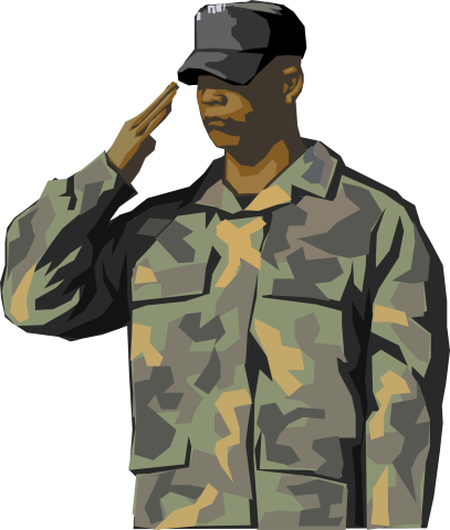 A solider saluting.